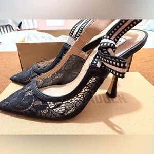 Steve Madden Black Lace Heels with Bow Accent